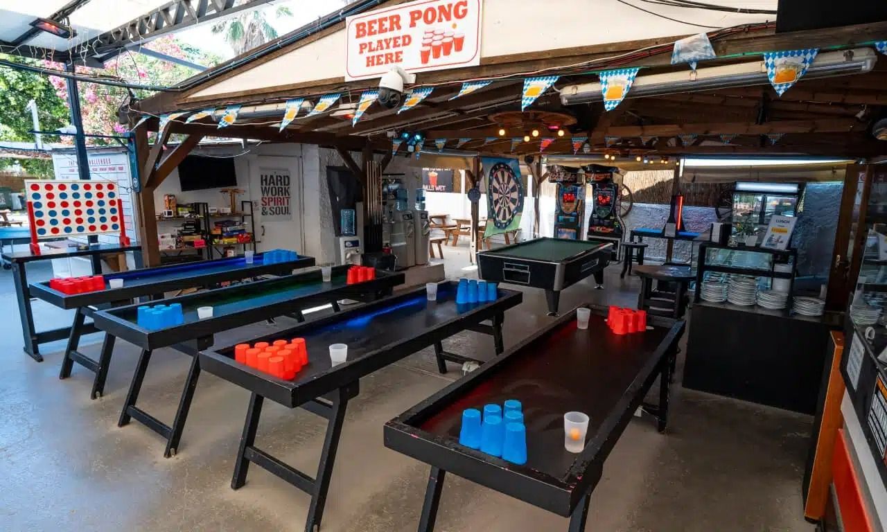 Beer pong games at Lawrence Apartments